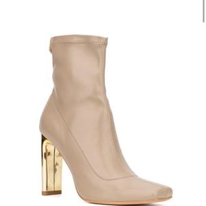 Women’s size 8 Chiara boot. faux leather upper, squared toe &metallic block heel